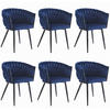 STUHL ARONA 6-er Set, Blau, Schwarze metallische Beine - Blau, Textil/Metall (61/79/55cm) - Komodee