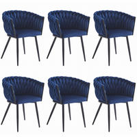 STUHL ARONA 6-er Set, Blau, Schwarze metallische Beine - Blau, Textil/Metall (61/79/55cm) - Komodee