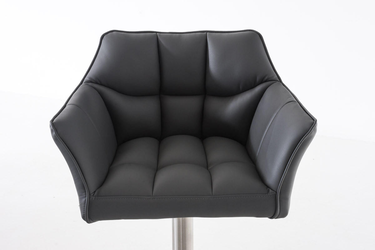 BARHOCKER Sihar Kunstleder Grau Silber - Grau, Leder/Metall (64/88/45cm) - DELUKE