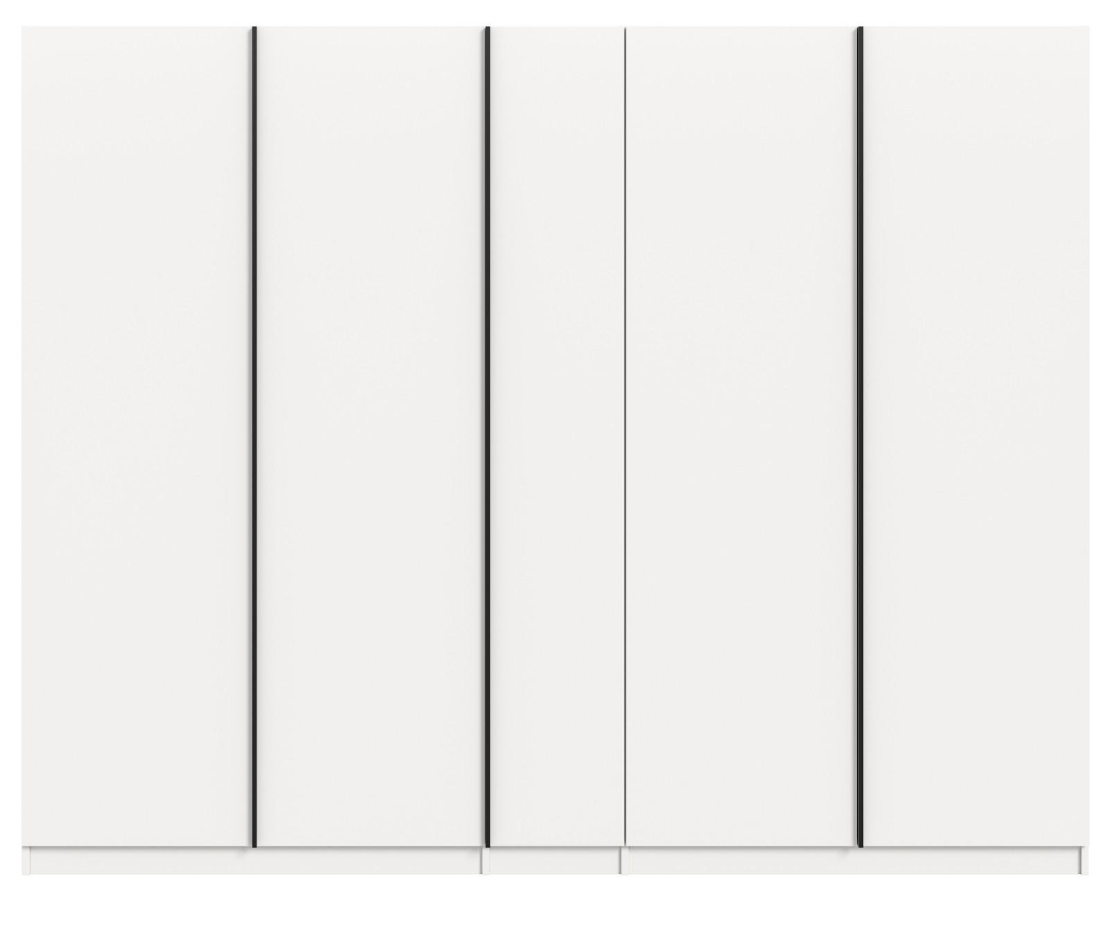 KLEIDERSCHRANK weiß 5-türig 230 x 183 cm, Drehtürenschrank mit viel Stauraum - Schwarz/Weiß, Holzwerkstoff/Kunststoff (230/183/53cm) - Inn.Furn