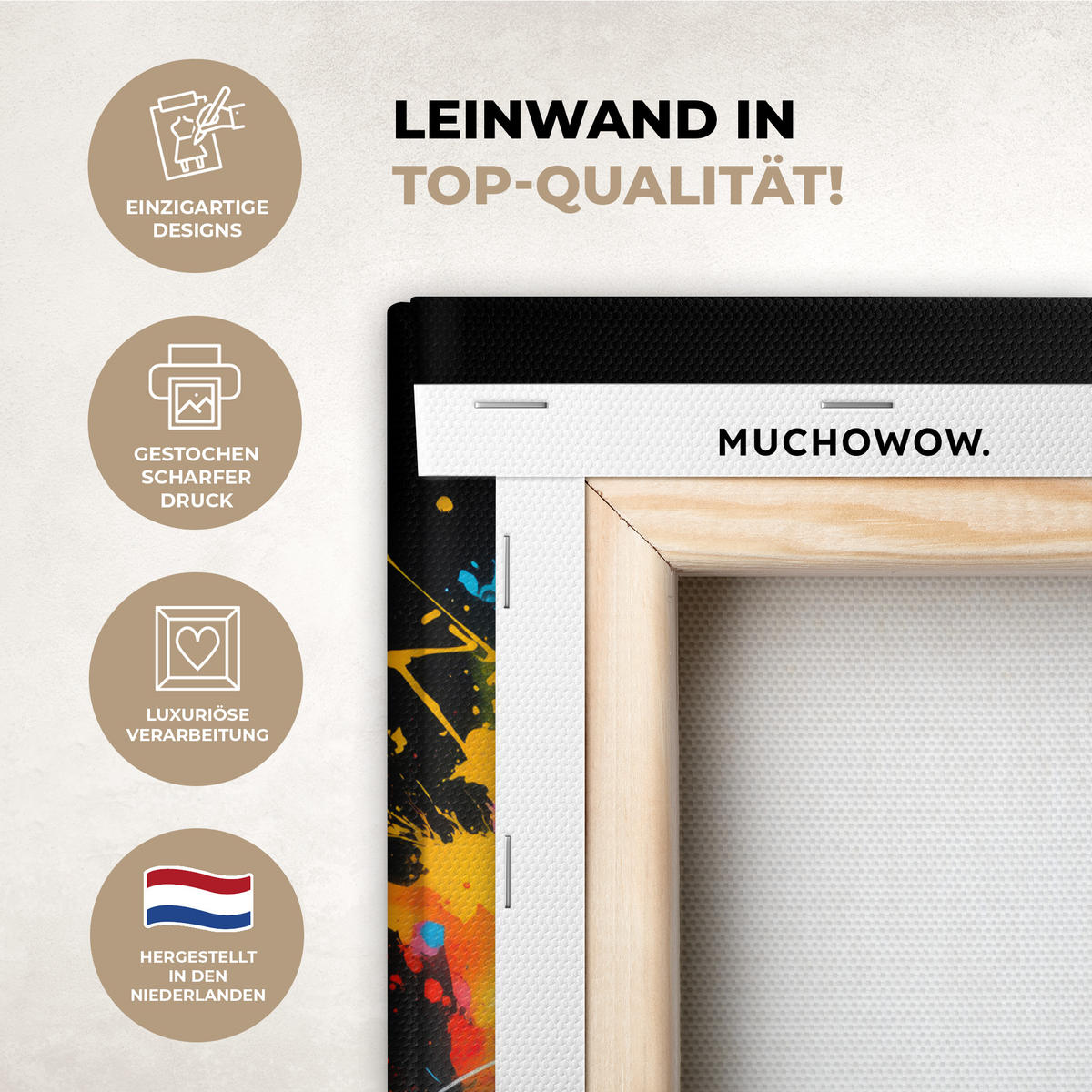 LEINWANDBILD Katze - Graffiti - Bunt - Waffel - Essen 20x30 cm - Türkis, Textil (20/30cm) - MuchoWow