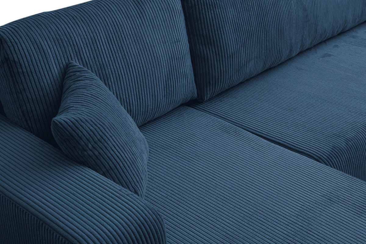 WOHNLANDSCHAFT LUNA U-FORM mit Schlaffunktion und Bettkasten (Blau) - Blau, Textil (312/83/142cm) - VENASI MÖBEL