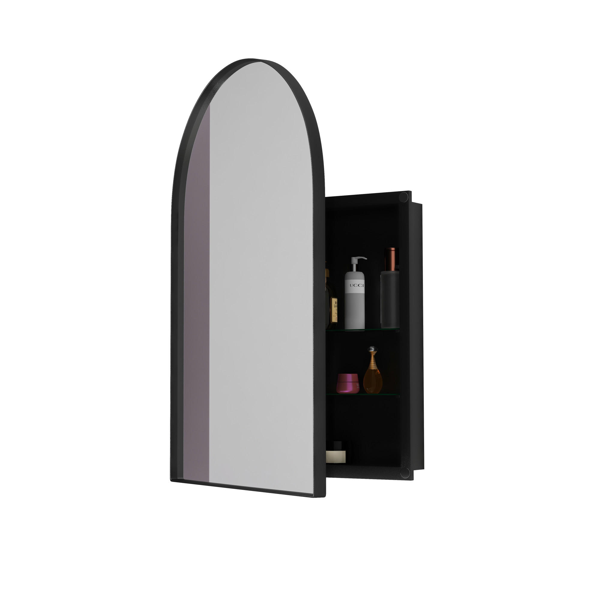 Beauniv Spiegelschrank Schwarz 61x12x91 cm