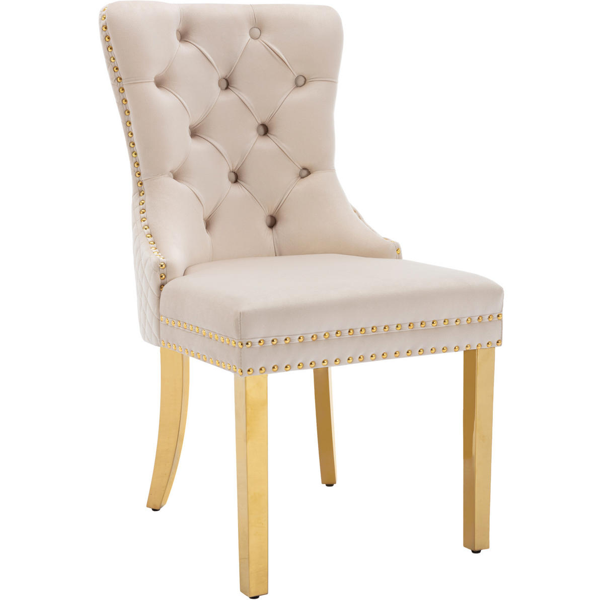 ESSZIMMERSTUHL Samt Beige mit Edelstahlbeinen - Beige, Metall (45/95/50.7cm) - Meubliv