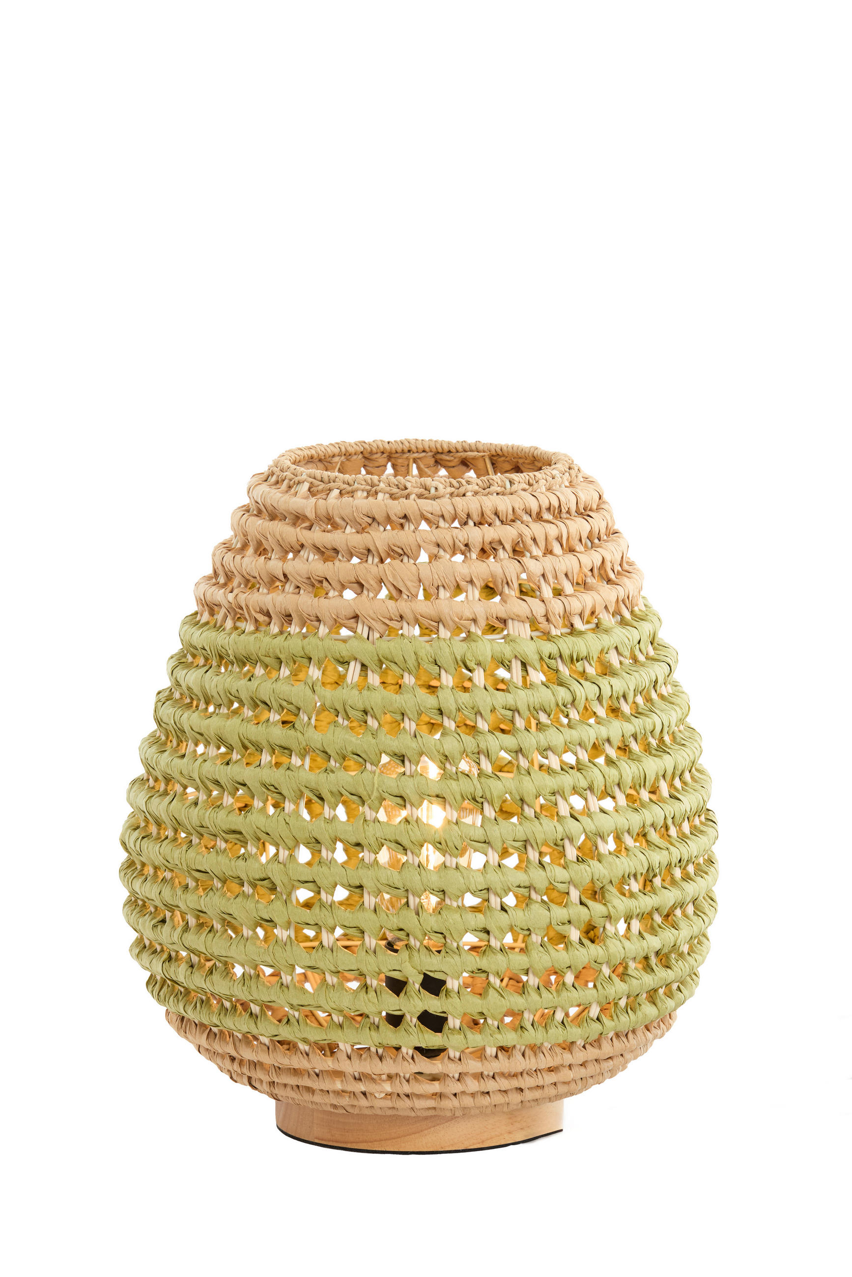 TISCHLAMPE Kalipa Grün Ø32/34,5 cm - Grün, Holz (32/32/34.5cm) - Light & Living