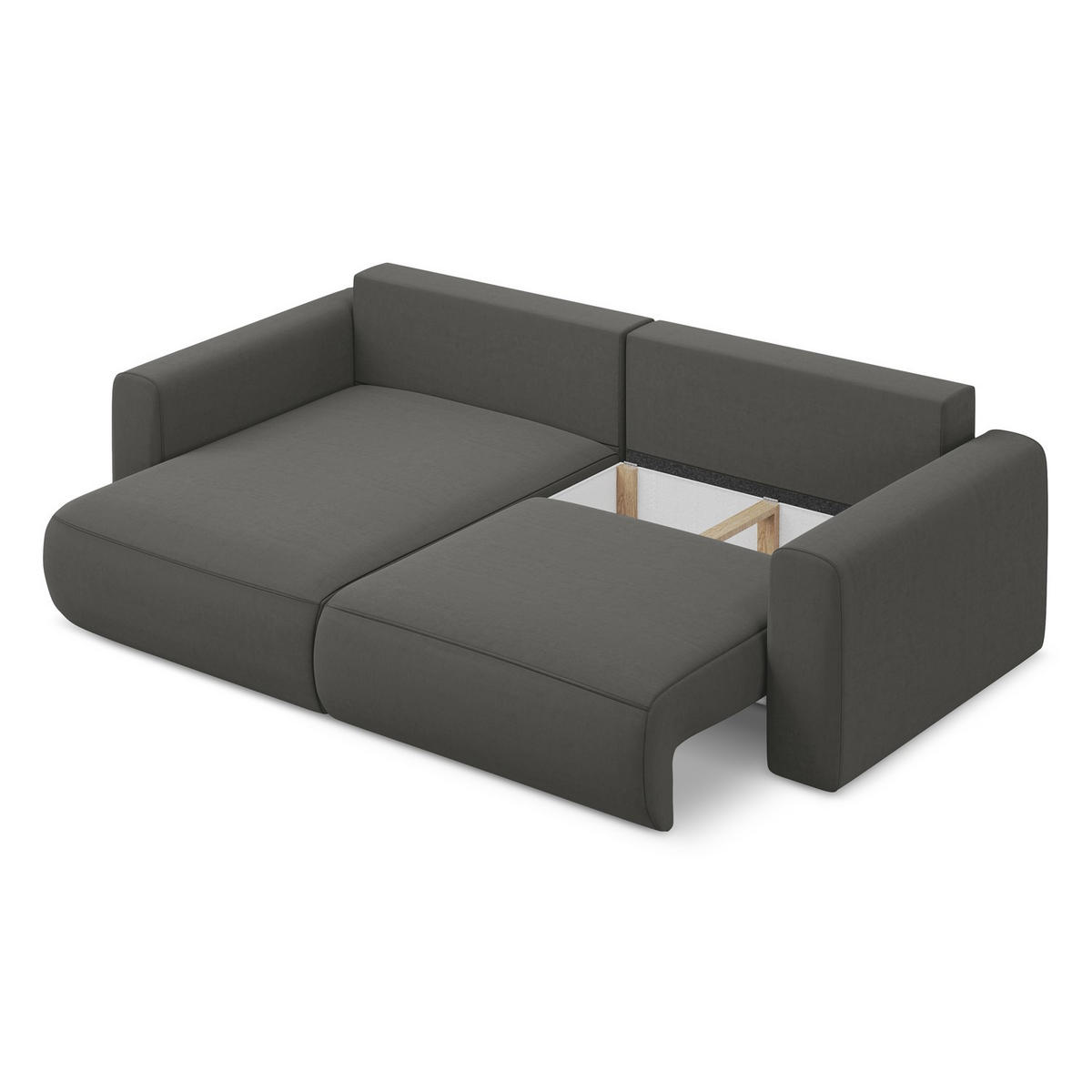 ECKSOFA mit Schlaffunktion Samt Stoff Grau - Dunkelgrau/Schwarz, Kunststoff/Textil (149/240cm) - LaMiaSofa