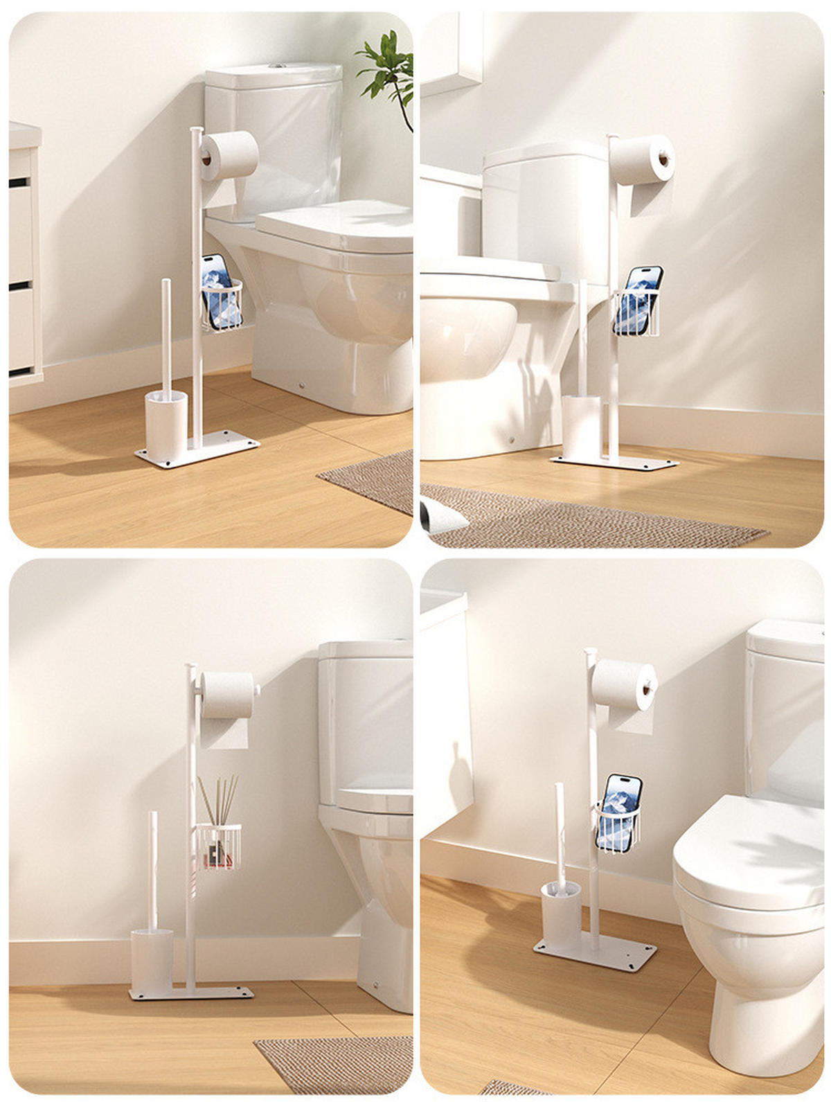 TOILETTENBÜRSTENHALTER – (Weiß) 24 x 12 x 66 cm - Weiß, Metall (12/66/24cm)