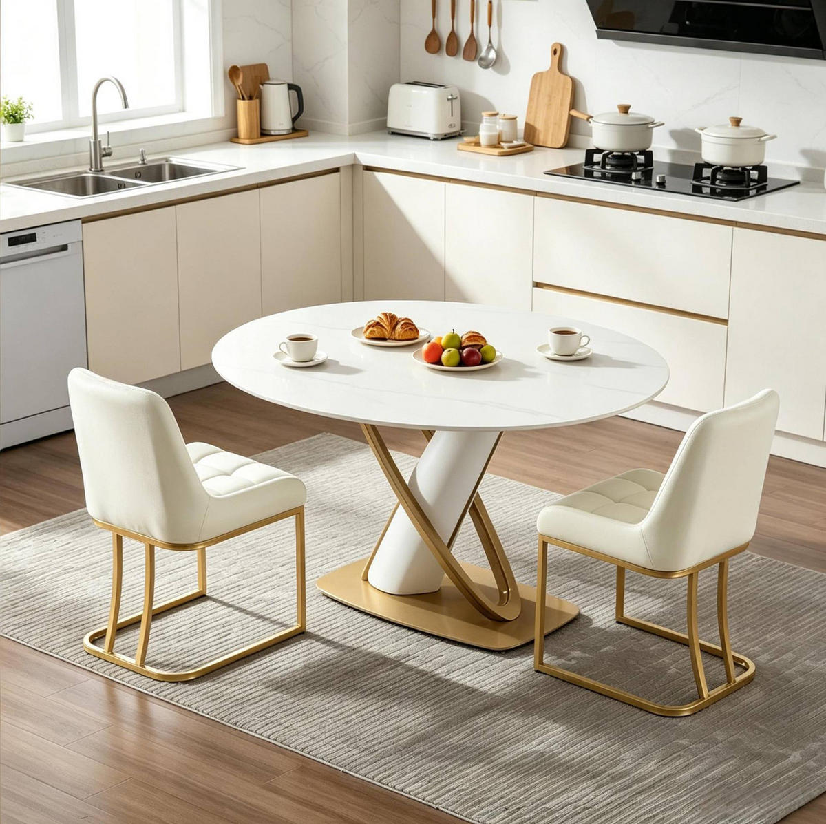 ESSSTÜHLE 2er-Set Beige Samt Metall - Beige, Metall (39/84/45cm) - Meubliv
