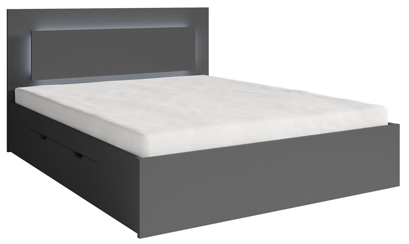 DOPPELBETT Fino weiß 165,6 / 204,4 / 100cm - Graphitfarben, Holz/Holzwerkstoff (160/200cm) - Feldmann-Wohnen