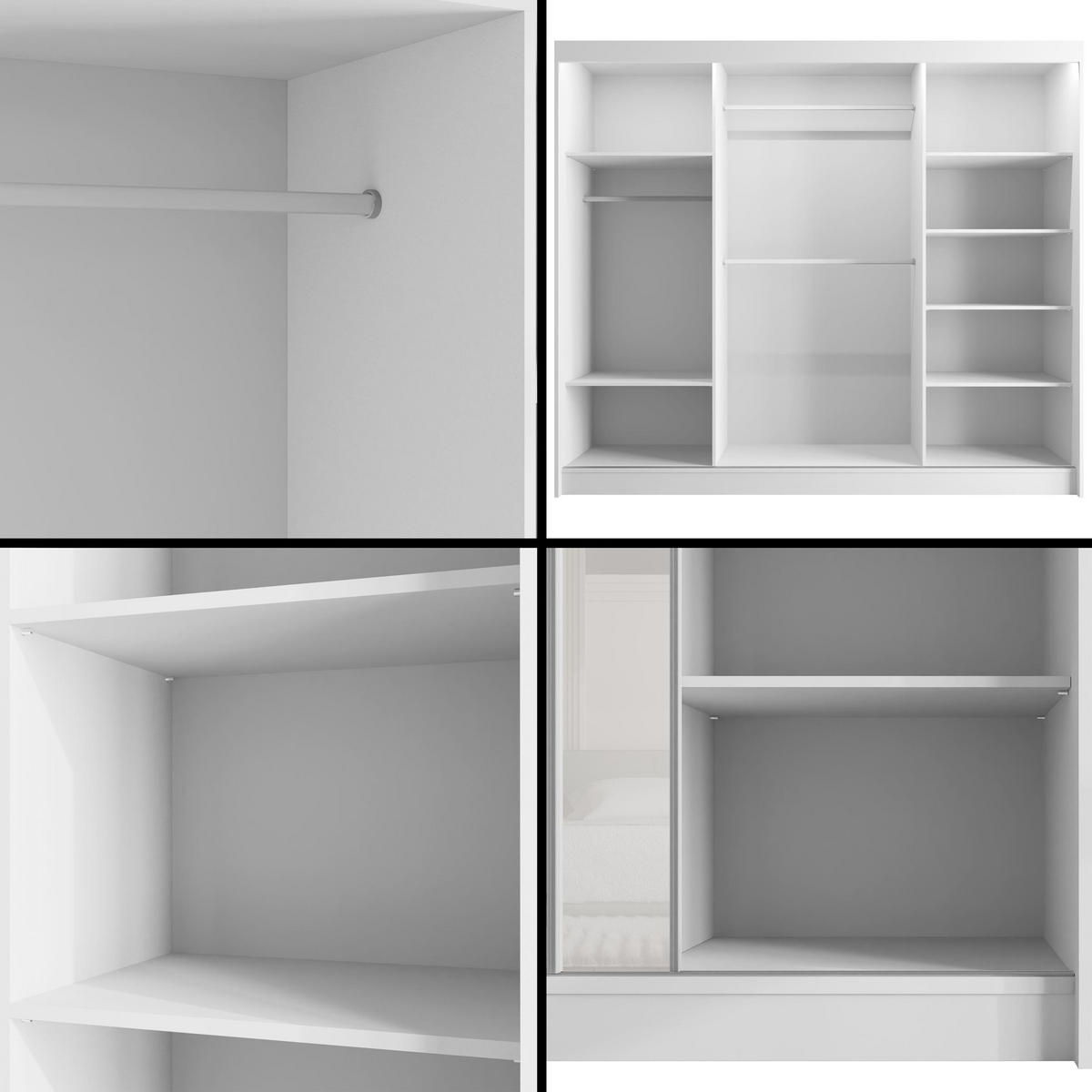 KLEIDERSCHRANK VESLI mit LED - 250 cm - Weiß - Weiß, Holzwerkstoff (250/215/61cm) - ALTDECOR