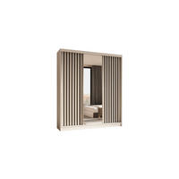 KLEIDERSCHRANK mit Spiegel-Schiebetüren und Aluminium-Leisten - LAMELO - 180 cm Weiß+Weiß+Schwarz - Schwarz/Weiß, Holzwerkstoff (180/216/61cm) - ALTDECOR