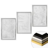 WANDBILDER 3er Set - 40x60 cm Silberner Rahmen - Minimalistischer Hintergrund mit weißen Punkten - Silberfarben, Kunststoff (40/60cm) - ArtPrintCave