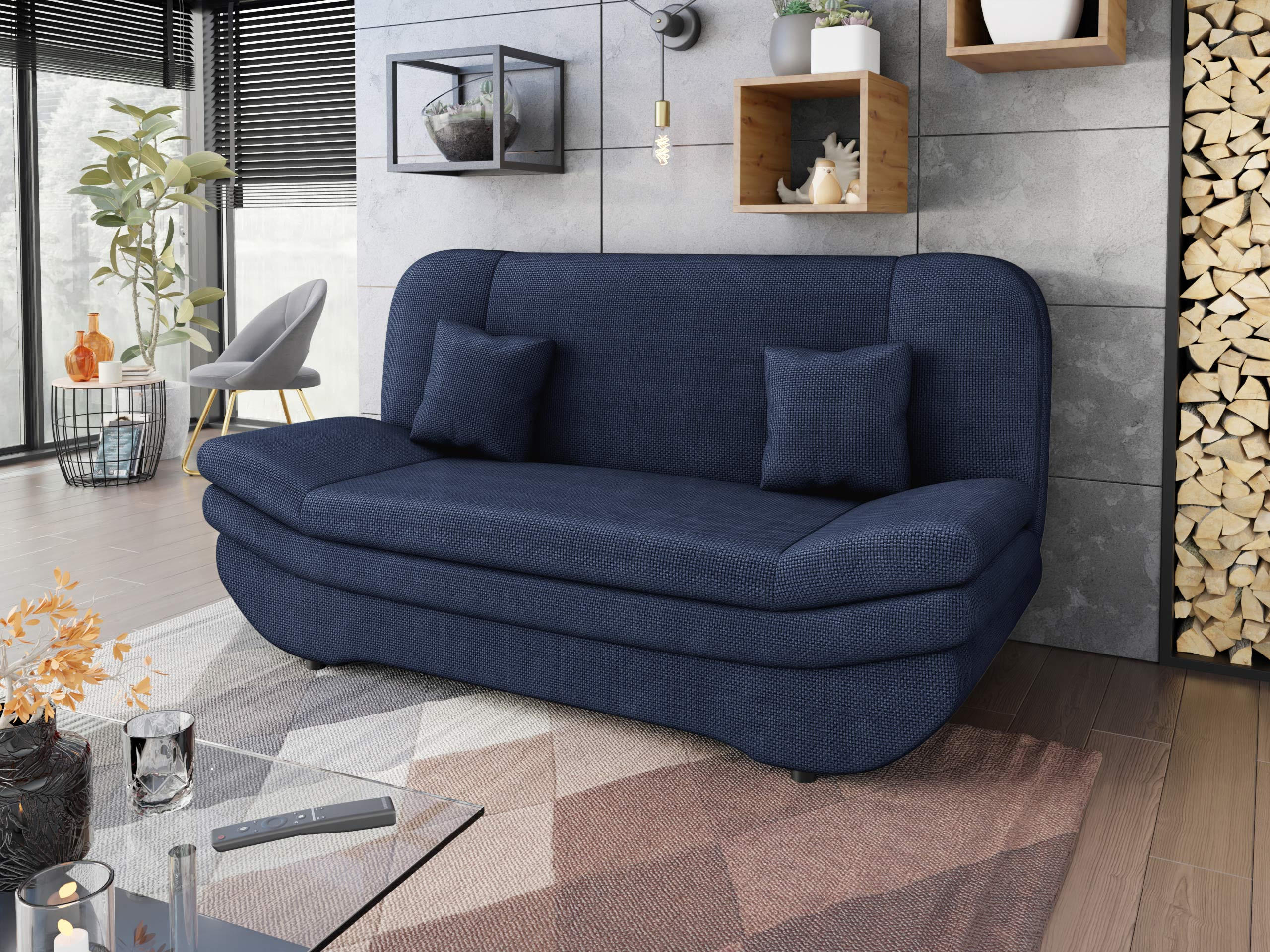 SCHLAFSOFA Weronika - Blau/Schwarz, Holz/Kunststoff (200/95/90cm) - MIRJAN24