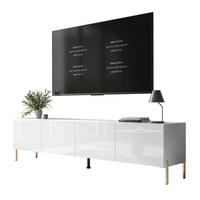 TV-LOWBOARD COLGANTE 200 cm auf Gold Metallbeinen - Weiß Hochglanz/Goldfarben, Holzwerkstoff/Metall (200/50/40cm) - Lookway
