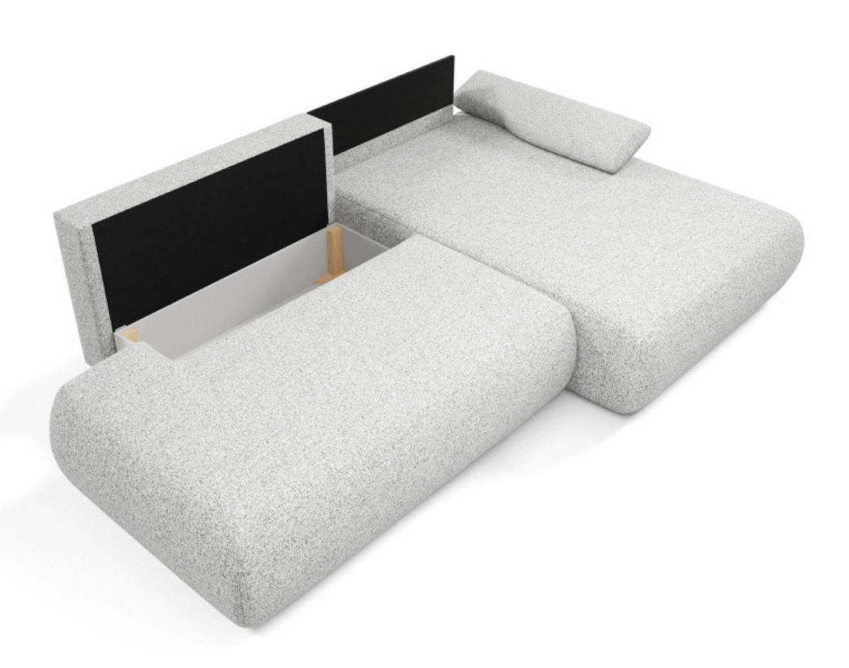 ECKSOFA Hellgrau PENTI Ausziehbar Mit Bettkasten Rechts - Hellgrau/Grau, Textil (173.5/286cm) - Sepro Meble