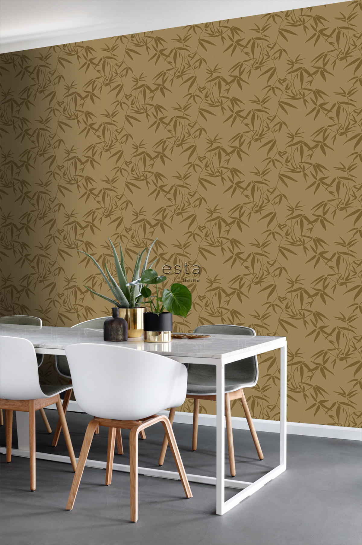 TAPETE Bambusblätter 50 x 900 cm - Gelb, Papier (50/900cm) - ESTAhome