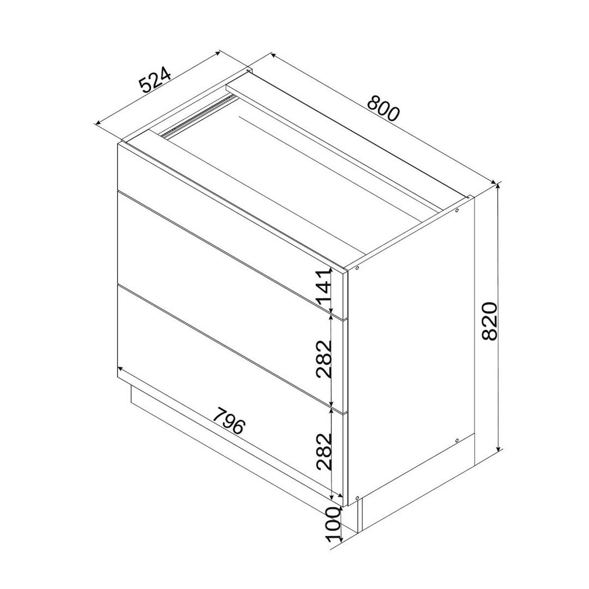 UNTERSCHRANK D80S3 - KENDRO - 3 Schubladen für effiziente Organisation - Weiß/Grau, Holz (80/82/52.4cm) - ROYAL24_MARKT