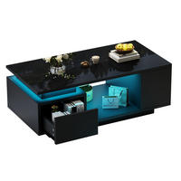 COUCHTISCH 100/50/36 cm schwarz aus Spanplatte mit LED-Beleuchtung - Schwarz, Holzwerkstoff (100/50/36cm) - OKMYHOME