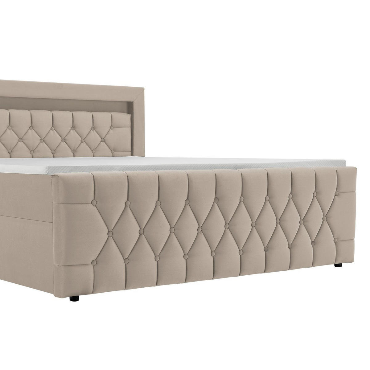 BOXBETT Leona Beige Samt 180x200 cm - Beige, Textil (180/200cm) - Juskys