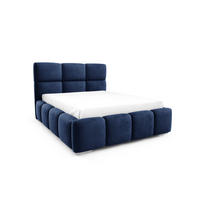 POLSTERBETT TRIO, 180x200 cm, Doppelbett mit Bettkasten, Velourstoff, Frabe: Blau - Blau, Holz/Kunststoff (180/200cm)