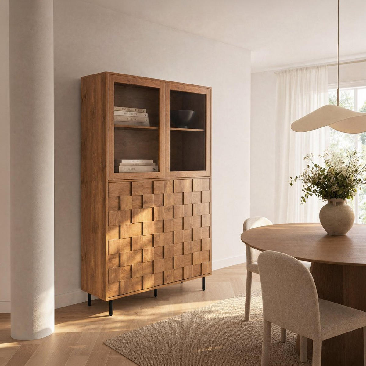 VITRINE Ivar Natürlich 108 cm x 180 cm - Naturfarben, Holzwerkstoff (108/180/40cm) - Klast Home