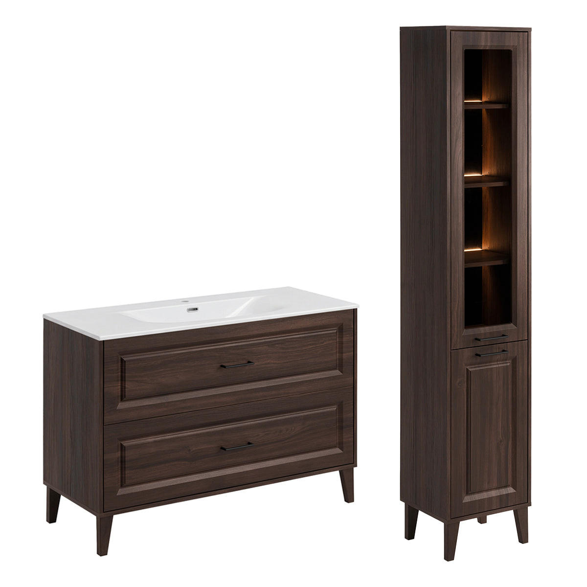 BADMÖBEL 120cm Moka 2er-Set Holz - Braun, Holzwerkstoff (120/82/46cm) - Petits-meubles