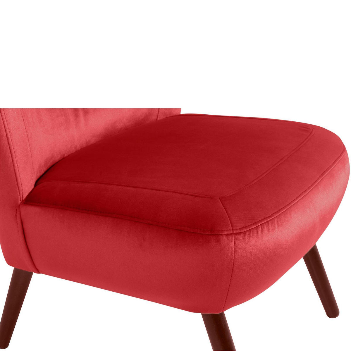 SESSEL Kathy Bezug Samtvelours Buche nussbaum dunkel / rot - Rot, Kunststoff (70/86/69cm) - 58aufmkessel