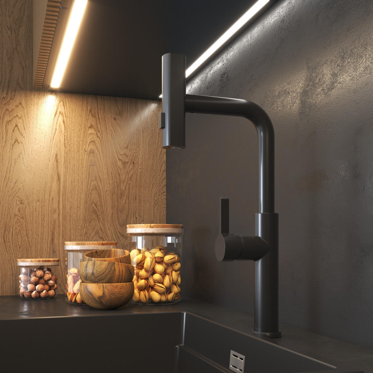 KÜCHENBATTERIE Giro - Schwarz, Metall (17/39/35cm) - Granitan