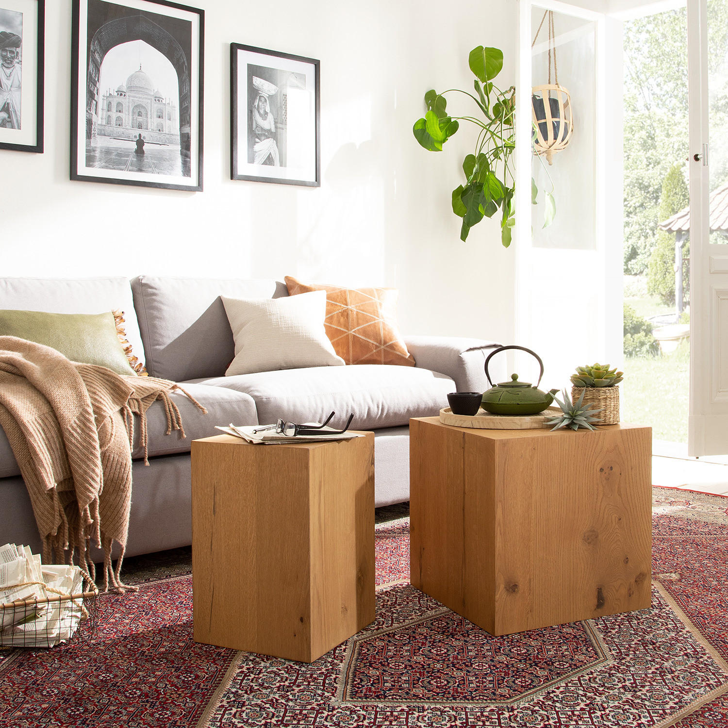 BEISTELLTISCH - Echtholzfurnier - Eichefarben, Holzwerkstoff (40/40/40cm) - home24