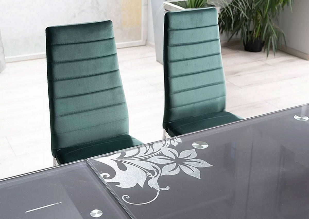 ESSTISCH ausziehbar 110-170cm / 74cm / 75cm - Silberfarben/Schwarz, Glas/Holz (74/110/75cm) - Feldmann-Wohnen