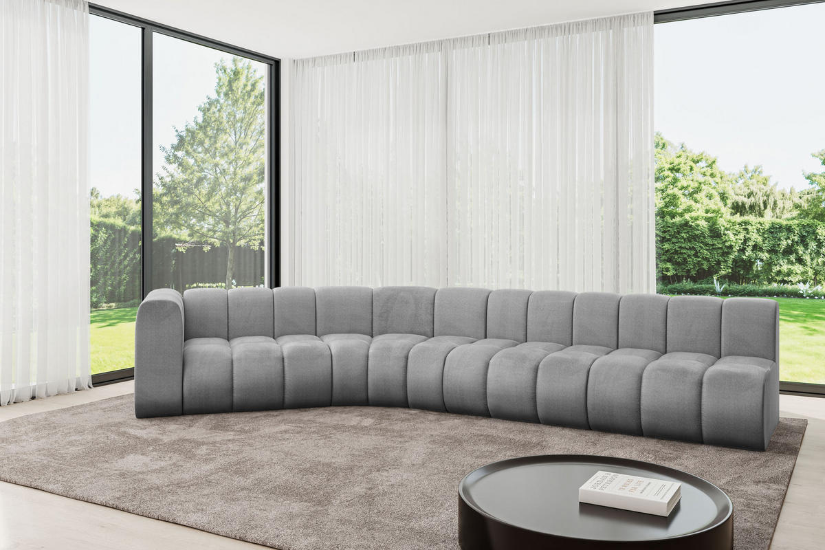 ECKSOFA modulares Sofa Karex-L2 - 399x194x70 cm Grau - Hellgrau, Holzwerkstoff/Textil (399/194cm) - ALTDECOR