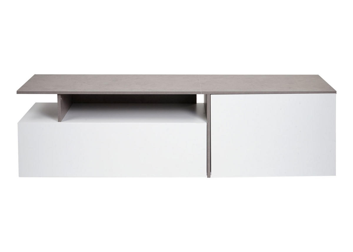 TV-RACK Beton Dekor, weiß - Weiß/Grau, Holz (161/45/40cm) - MCW
