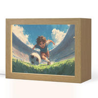 NACHTTISCHLAMPE Stadion - Fußballer - Ball 20x15 cm - Blau, Holzwerkstoff (8/20/15cm)