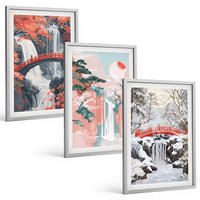 BILDER SET 3er Set - 40x60 cm Silberner Rahmen - Wasserfälle der Jahreszeiten - Silberfarben, Kunststoff (40/60cm) - TULUP