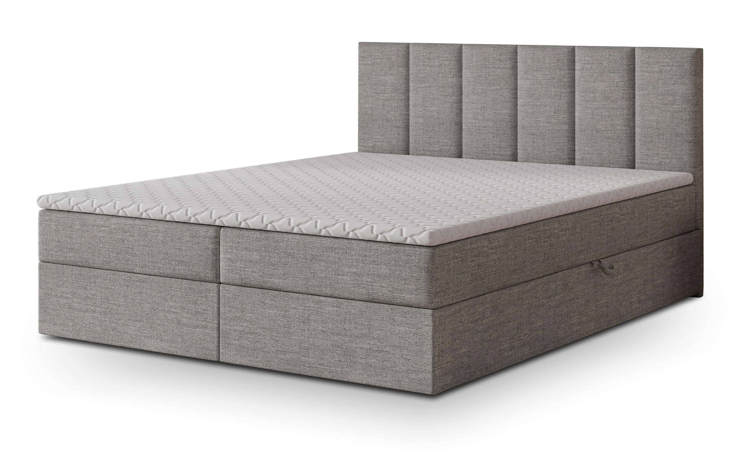 POSTEL BOXSPRING MERIL 160x200 cm, s matrací a úložným prostorem, světle šedá - světle šedá, kompozitní dřevo/textil (160/200cm) - MASSENO