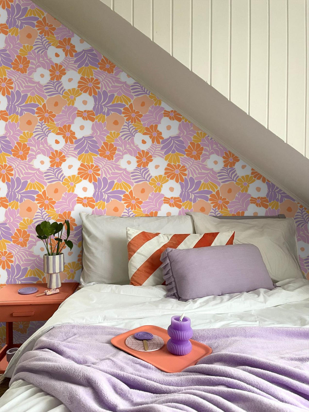 TAPETE Blumen im Matisse-Stil 50 x 900 cm - Weiß, Papier (50/0.1cm) - ESTAhome
