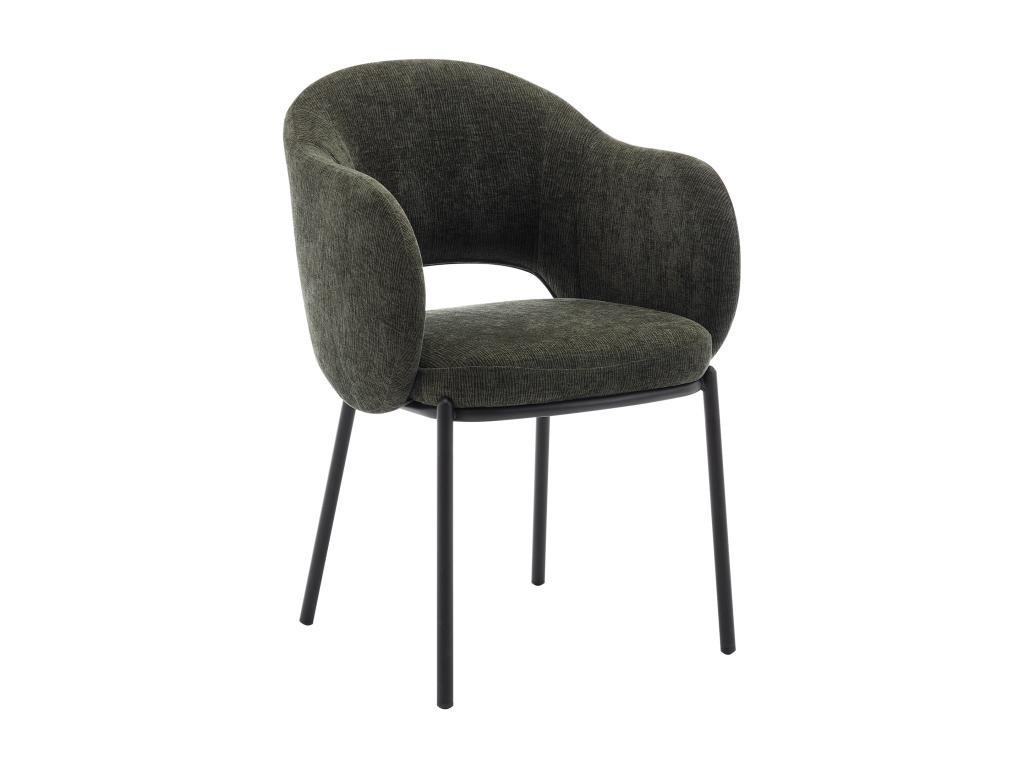 STUHL mit Armlehnen 6er-Set - Strukturstoff & schwarzes Metall - Grün - ACACILIO - Grün, Textil (56/82/55cm) - Vente-Unique