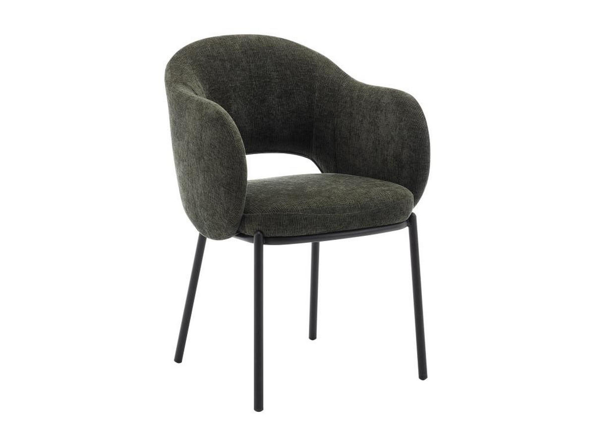 STUHL mit Armlehnen 6er-Set - Strukturstoff & schwarzes Metall - Grün - ACACILIO - Grün, Textil (56/82/55cm) - Vente-Unique