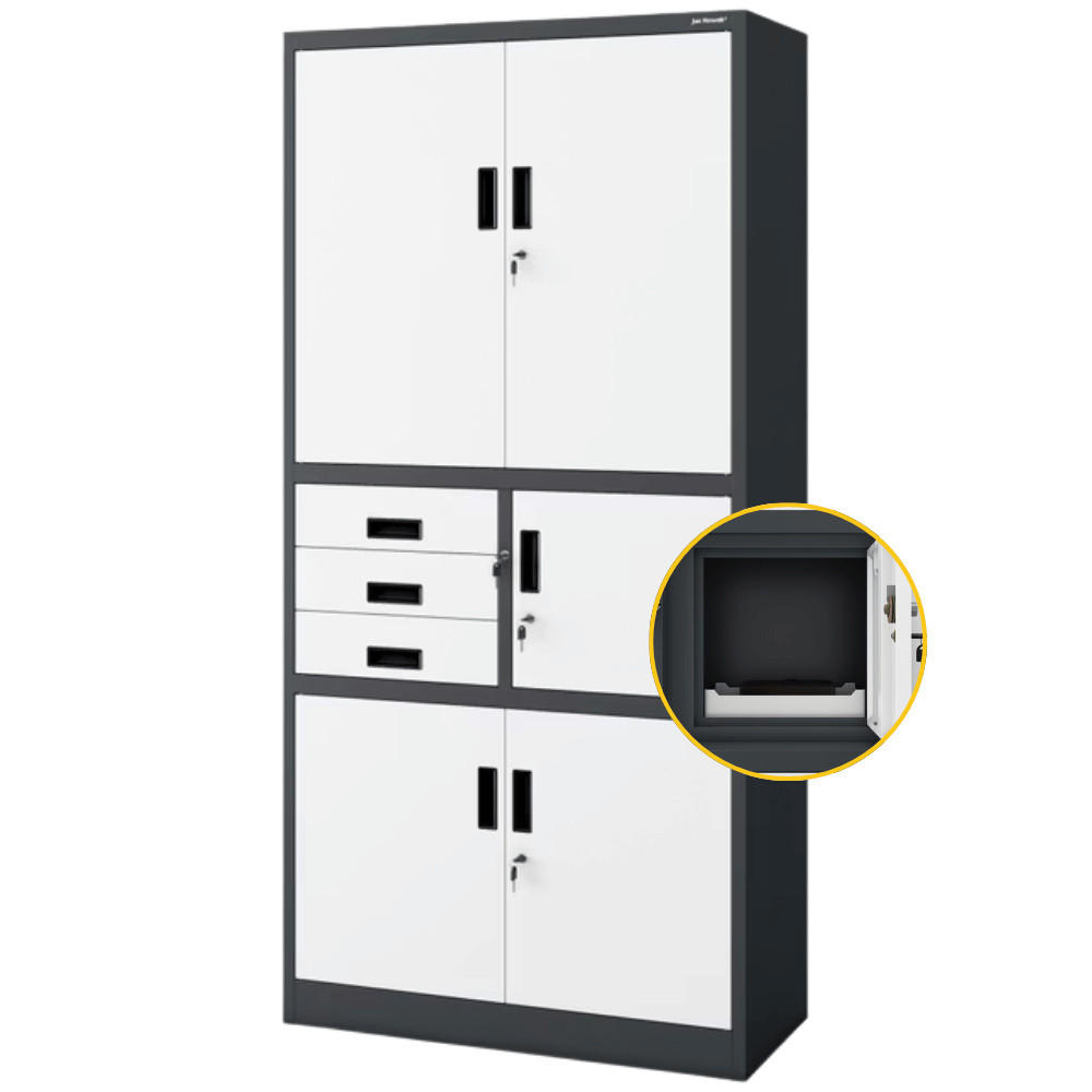 AKTENSCHRANK abschließbar GEDO mit Tresor 185x90x40cm Anthrazit-Weiß - Anthrazit, Metall (90/185/40cm) - DELUKE