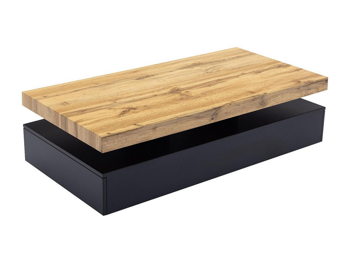 COUCHTISCH mit 2 Schubladen - MDF - Schwarz & Holzfarben hell - FELIX - Schwarz, Holz (120/60/35cm) - Vente-Unique
