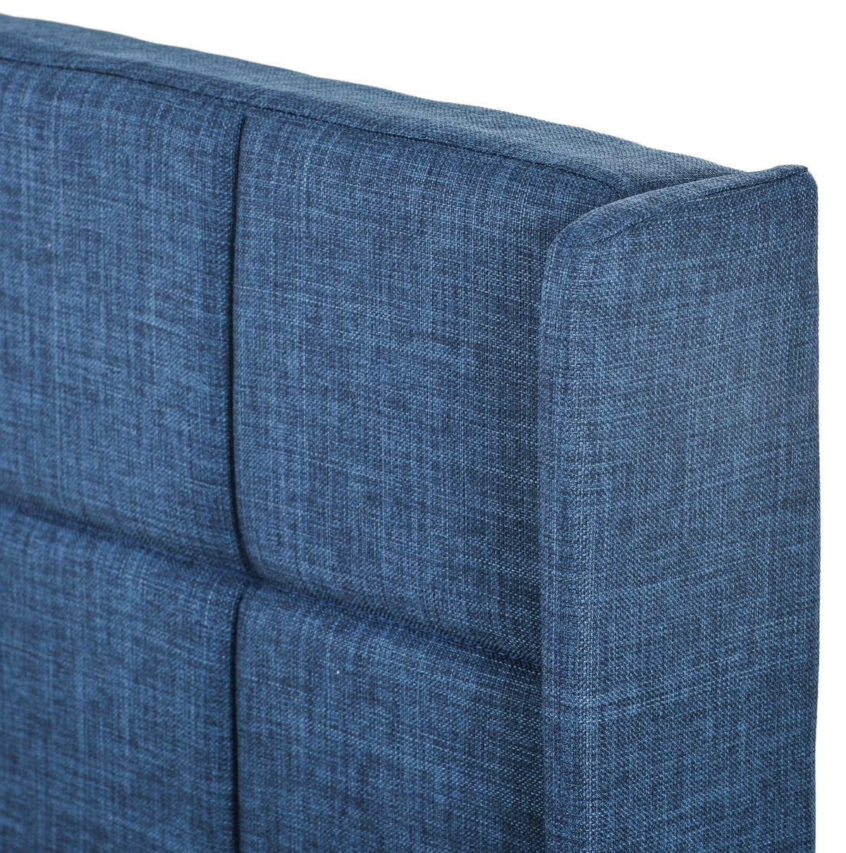 POLSTERBETT 90/200 cm Blau aus Leinen mit Lattenrost und gepolstertem Kopfteil - Blau, Textil (90/200cm) - OKWISH