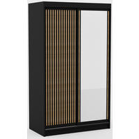SCHIEBETÜRENSCHRANK Orvena 120 mit Spiegel – Schwarz - Schwarz, Holzwerkstoff (120/205/60cm) - Möblo