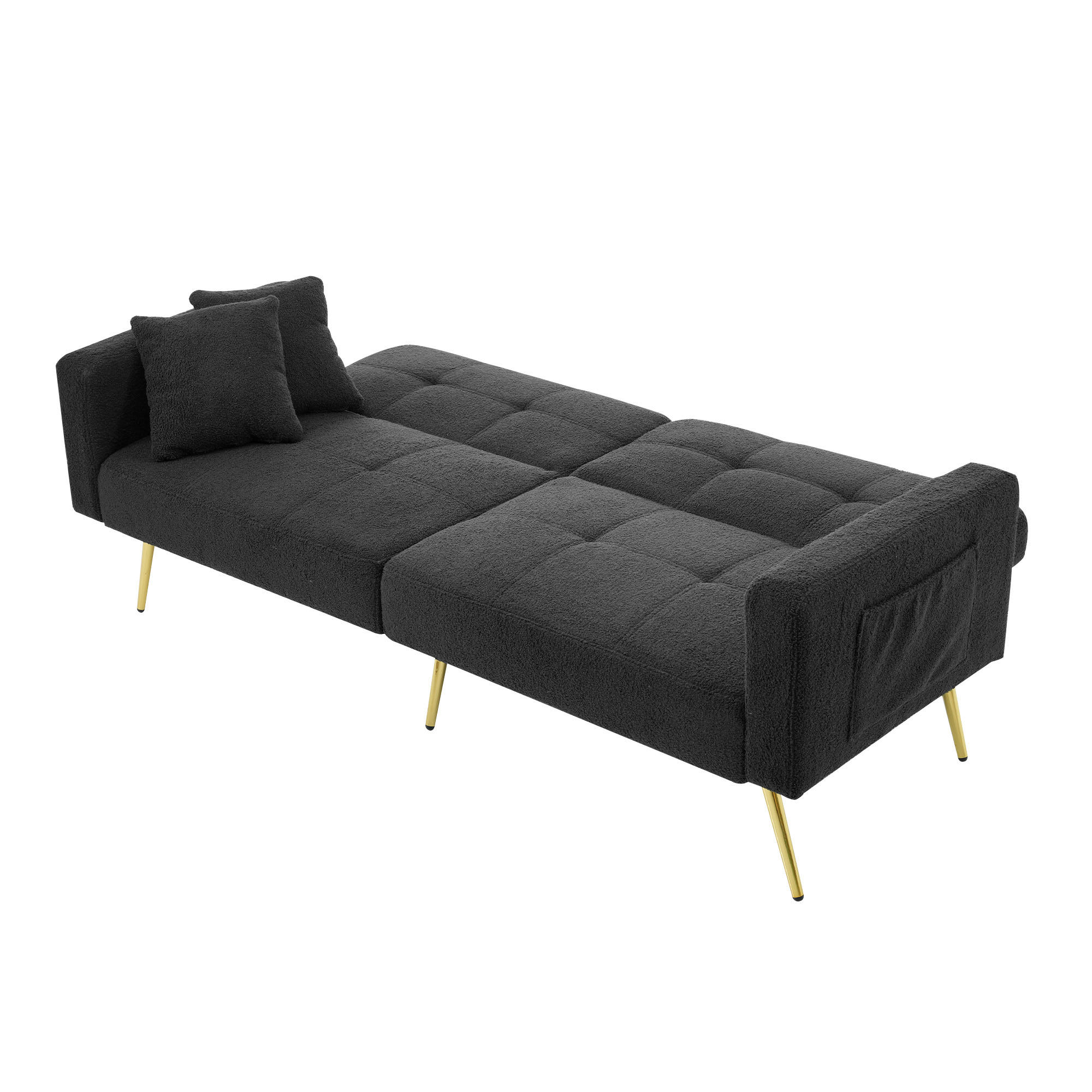 SCHLAFSOFAS mit verstellbarer Rückenlehne und Goldenen Beinen - Grau, Holzwerkstoff/Textil (175/72/64cm) - Urban Meuble