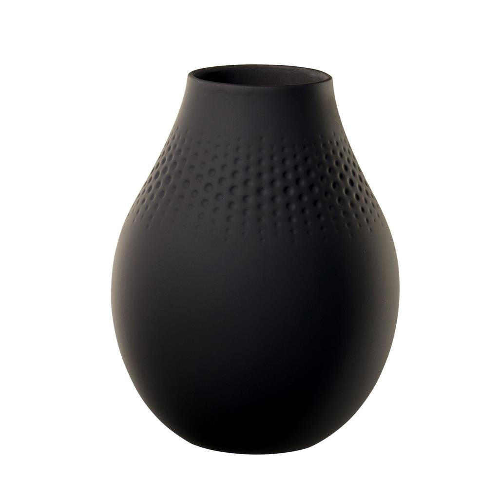 VASE PERLE Manufacture Collier Noir 20 cm - Schwarz, Keramik (20cm) - Villeroy & Boch
