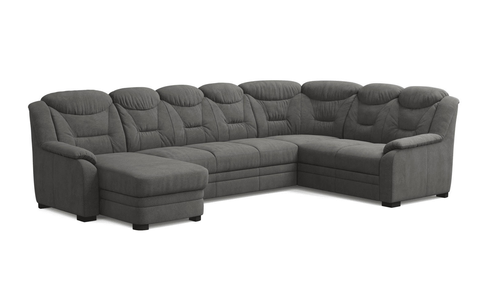 WOHNLANDSCHAFT mit Schlaffunktion und Bettkasten – weiches Chenille-Gewebe - Dunkelgrau/Anthrazit, Holz/Kunststoff (211/99/330cm) - Cotta