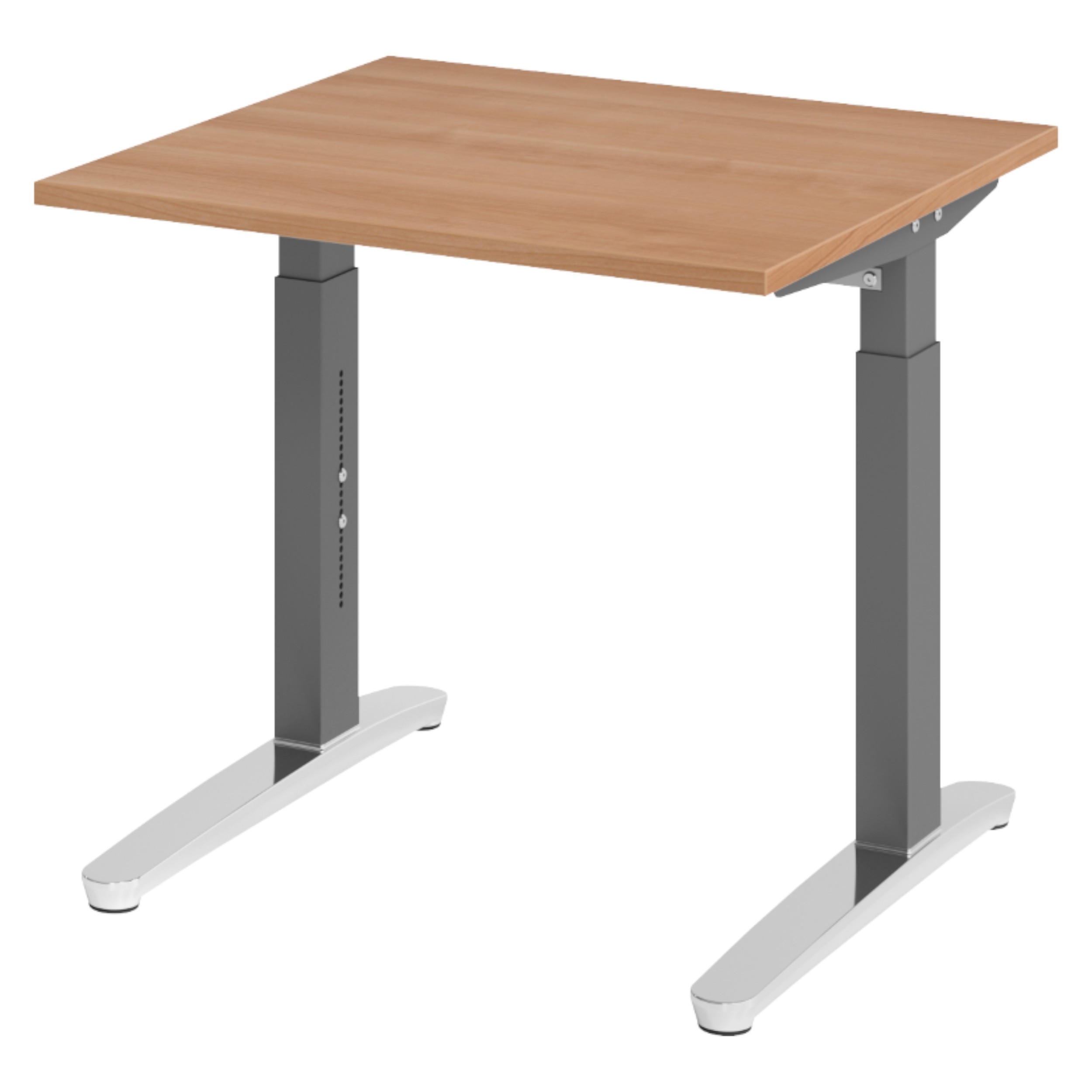 SCHREIBTISCH Serie-XB 80/80/74 cm in Nussbaumfarben/Graphitfarben/Alu poliert - Nussbaumfarben/Graphitfarben, Holzwerkstoff (80/80/74cm) - bümö