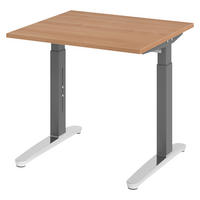 SCHREIBTISCH Serie-XB 80/80/74 cm in Nussbaumfarben/Graphitfarben/Alu poliert - Nussbaumfarben/Graphitfarben, Holzwerkstoff (80/80/74cm) - bümö