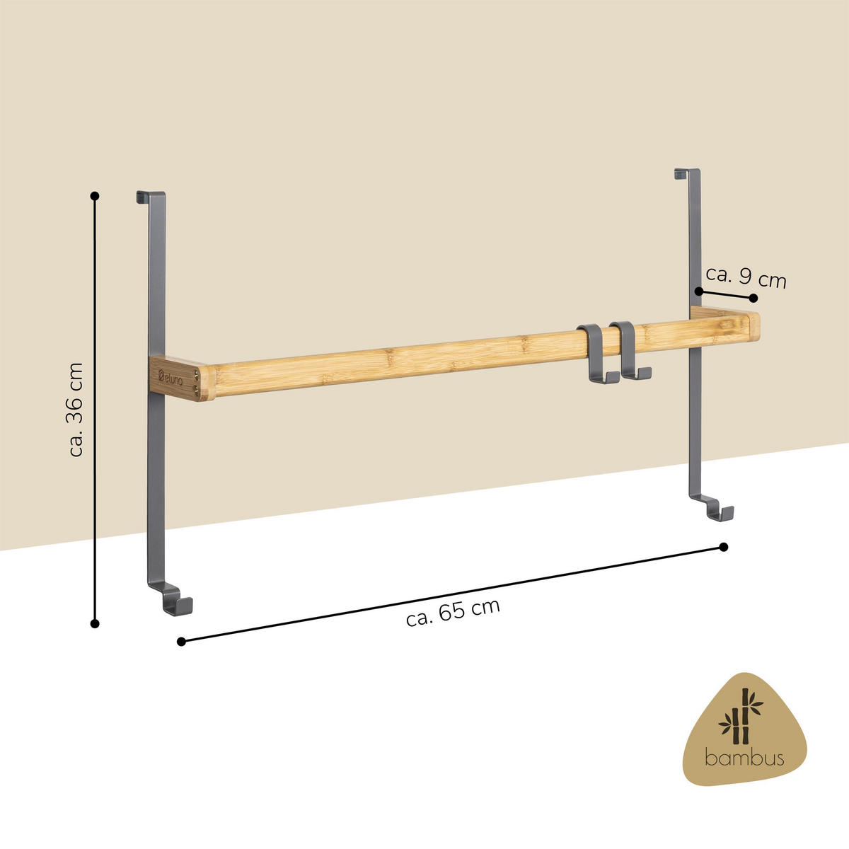 TÜR-HÄNGEREGAL, grau - Grau, Holz (65/36/9cm) - eluno
