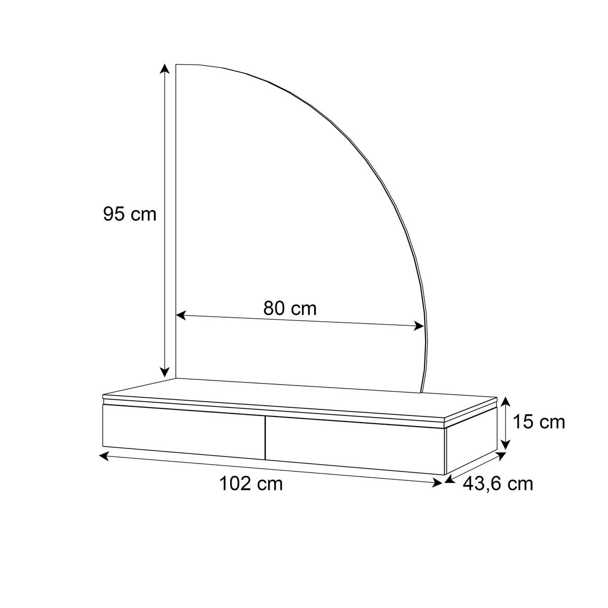 SCHMINKTISCH AURORA-Q in KASCHMIR mit Spiegel - Kaschmir, Holzwerkstoff (102/105/44cm) - Lookway