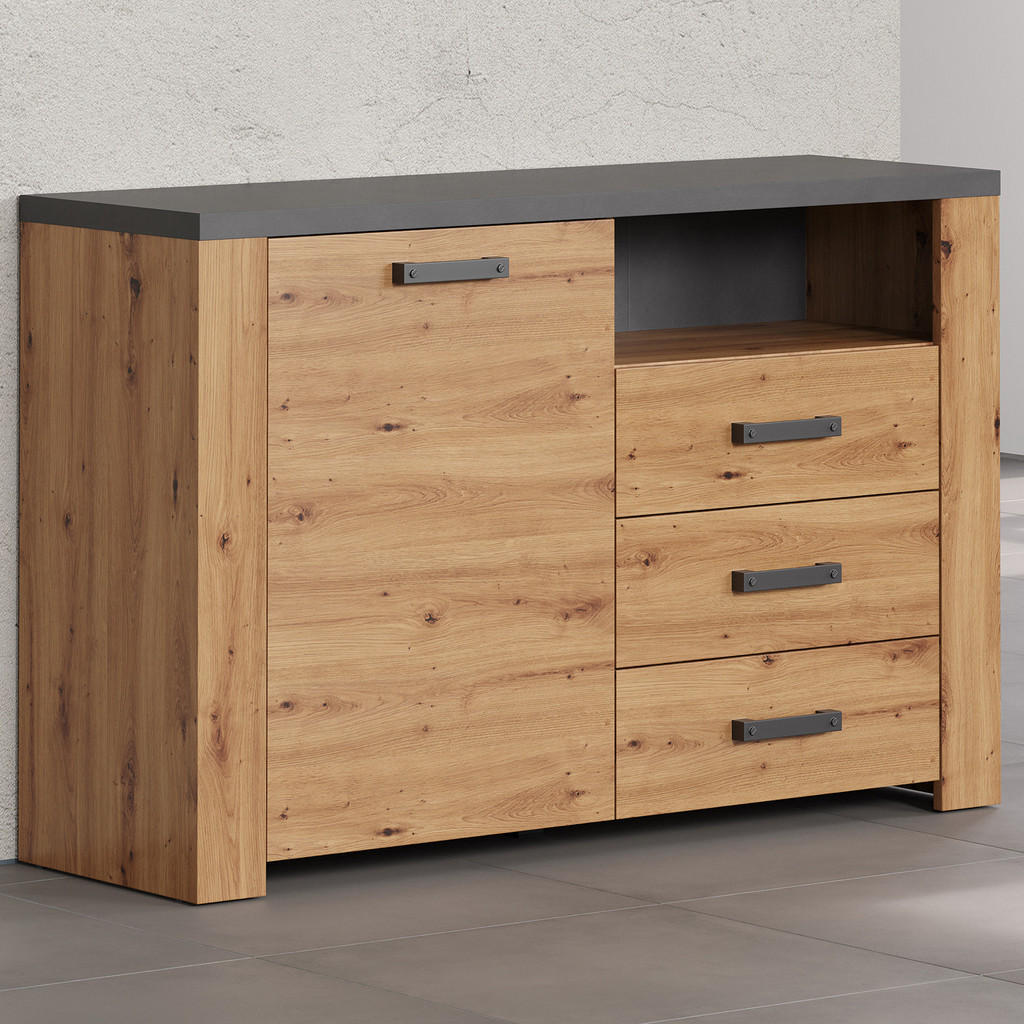 Thumbnail - Trendteam Sideboard, Eiche, Holzwerkstoff, 127x127x83 cm, Wohnzimmer, Kommoden & Sideboards, Sideboards